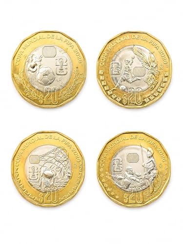 Genérico Set de 4 Distintas Medallas Conmemorativas Mexico 20 Pesos De La Copa Mundial 2026