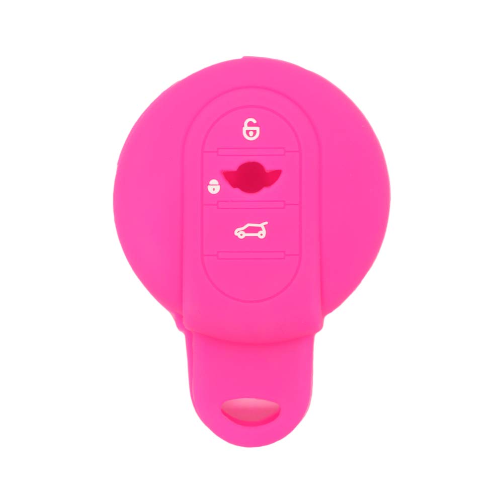 BROVACS Silicone Cover Protector Case Holder Skin Jacket Compatible with BMW Mini Cooper 3 Button Smart Remote Key Fob CV4906 Rose