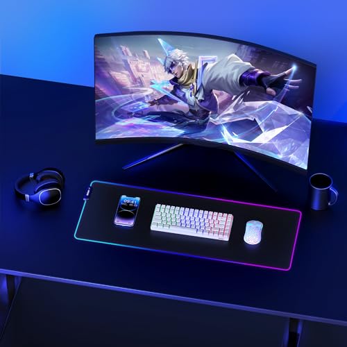 RedThunder K84 75% Wireless Gaming Keyboard and Mouse Rainbow Backlight UK Layout 85 Keys TKL Ultra Compact Mini Design Lightweight Honeycomb Gaming Mouse for PC Mac PS5 Xbox Office Gamers (White)