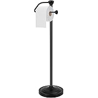 Toilet Paper Holder Stand, Toilet Paper Stand with Stable Weighted Base, Large Capacity Black Toilet Paper Holder Stand with 