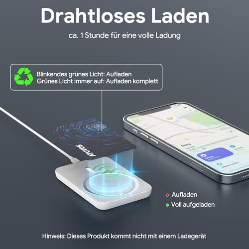 ATUVOS New Dual System Air Tag Card Pro for Android & iOS, Rechargeable Wallet Tracker Card Compatible with Google Find My Device or Apple Where? App, Item Finder, Thin 1.6 mm, Pack of 2