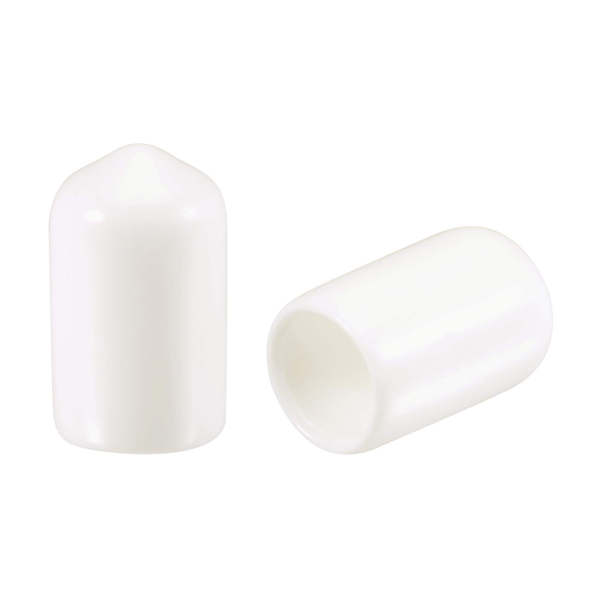 TA-VIGOR 50Pcs Rubber End Caps, 9mm ID Round Flexible Screw End Caps Thread Protectors, White Vinyl Bolt Covers Rubber Covers for Screws, Tubes, Cables, Wires, etc