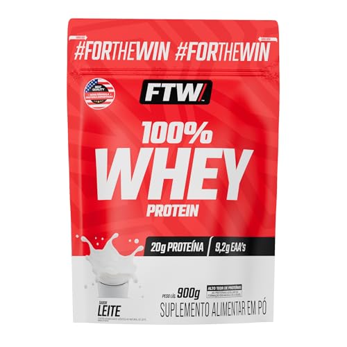 Whey Protein 100% Concentrado FTW Sabor Leite Refil 900g Suplemento Alimentar, Proteína do Soro do Leite, Alto Valor Biológico