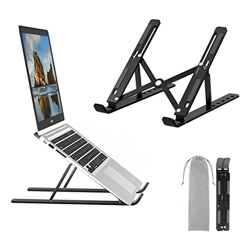 Voomy Supporto PC Portatile Alluminio 6 Livelli, Supporto per Portatile Ergonomico, Supporto per Laptop Compatibile con Portatili da 9-16", Nero