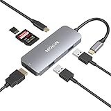 MOKiN USB C Adapter for MacBook Pro/Air 2019,Mac Dongle ,6 in 1 Multiports USB-C Hub to 2 USB 3.0 4K HDMI SD TF Card Reader and USB-C 100W PD Adapters