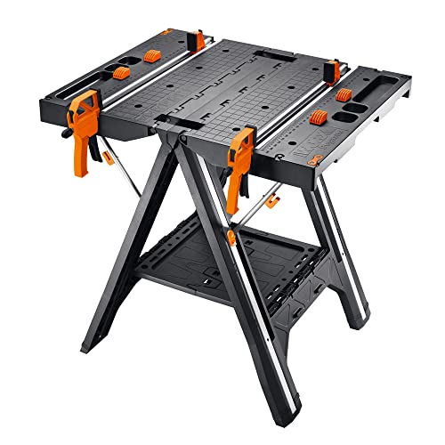 WORX WX051 Tavolo da Lavoro Pieghevole e Portatile Nero Pegasus con Morsetti integrati, Modello B