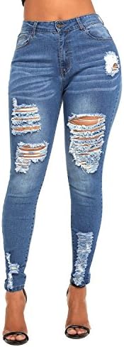 Just for Plus Women's Plus Size Leggings Jeans Destroyed Denim Pants with Pockets Slim Fit
