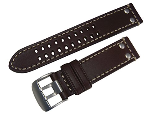 Hadley-Roma MS915 Brown Luminox Style Leather Replacement Watch Strap 22mm