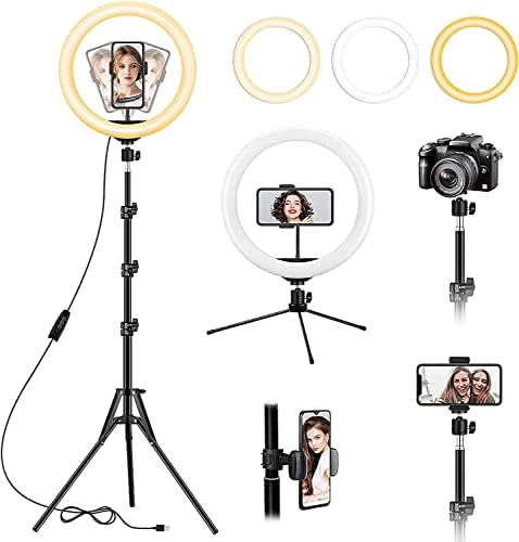 TDOO 12 inch Ring Light with Floor Tripod and Desk Stand (Ring