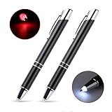 Lighted Tip Pen, Glowseen 2-Pack Technical Pens Light Up Pen with Light, LED Lighted Pen for Writing in The Dark (Red Light and White Light)