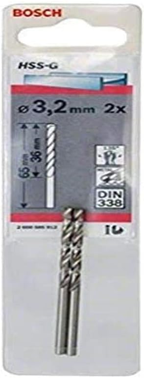 Bosch Professional 2x Metal Drill Bits HSS-G DIN 338 Ø3.2x36x65 mm