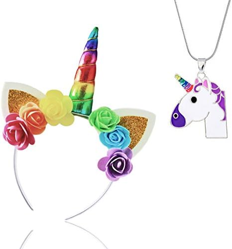 Unicorn Headband Unicorn Necklace Cosplay Costume Flowers Ears Party Headbands Party Favors