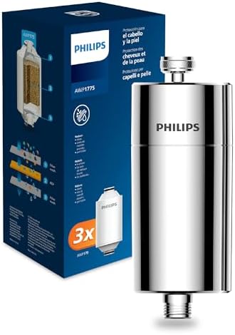Water Filtro da doccia In-Line con 3 confezioni di ricambio, riduce il cloro fino al 99%, facile da installare, compatibile con tutti i tubi e rubinetti standard, Cromo, capacità 50.000 L