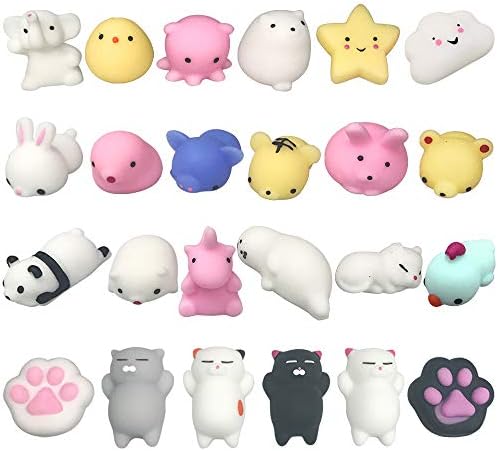 24個セット スクイーズ 低反発 動物 おもちゃ 豚猫など 可愛いソフト ストレス解消おもちゃ