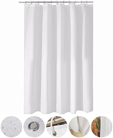 MOMONY Waterproof Fabric Shower Curtain Mildew Resistant Bath Curtain with Hooks 32 x 72 Inch, White