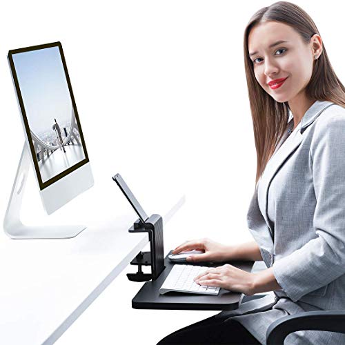 JENOSWEIN Clamp on Keyboard Tray Under Desk 26" Platform Fits Full Size