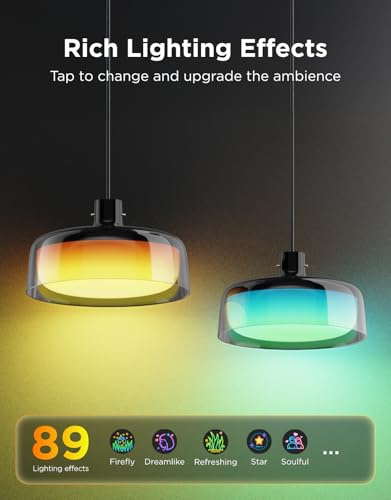 Govee Lámpara colgante para isla de cocina, iluminación inteligente RGBIC de tres capas, compatible con Matter, 1300LM 2700K-6500K regulable negra, accesorio de luz colgante que funciona con Alexa