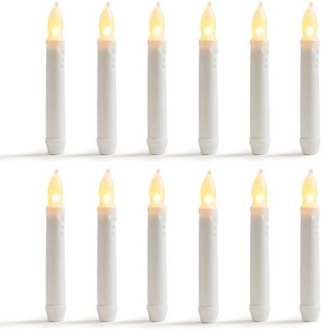 WYZworks 6.25" Set of 12pcs Warm White Flameless LED Taper Candles