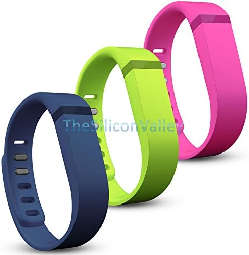 3 Pcs Large Size Replacement Wrist Band w/ Clasp for Fitbit Flex Bracelet (Navy / Lime / Pink)