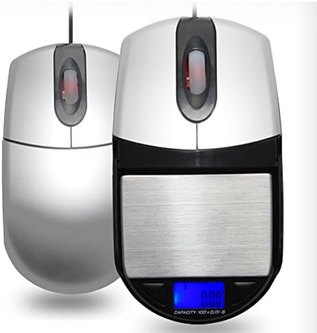 Nynel Mini Electronic Mouse Scale, Multi-function Optical USB Mouse & Portable Pocket Digital Scale Jewelry Scale 0.1g/100g Weighing with LCD Backlight Usable as a Safe or Storage
