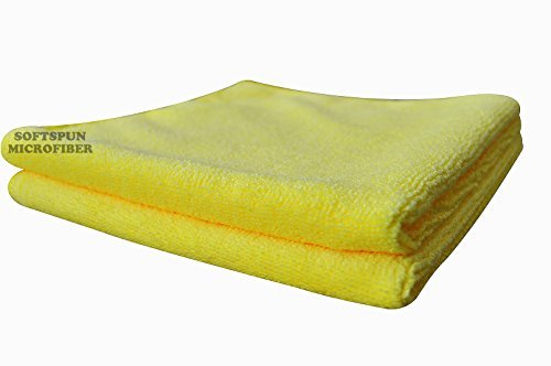 SOFTSPUN Microfiber Cloth 40×40 Cms, 2 Piece Towel Set, 340 GSM (Yellow) Multi-Purpose Super Soft Absorbent Cleaning Towels for Home, Kitchen, Car, Cleans & Polishes Everything in Your Home.