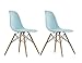 DHP Mid Century Modern Chair with Wood Legs, Set of 2, Light Blue