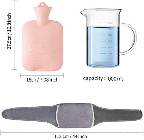 Hot Water Bottle Rubber Warm Hot Water Bag Rubber Hot Water Pouch with Soft Plush Hand Waist Warmer Cover,Hot Water Bag for Neck and Shoulder, Back, Legs,Waist Warm - Image 3