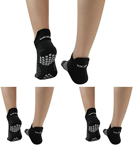 Hospital Socks,Womem Slipper Non Skid No Show Yoga Pilates Low Cut Tab Socks, 3 Pairs Black