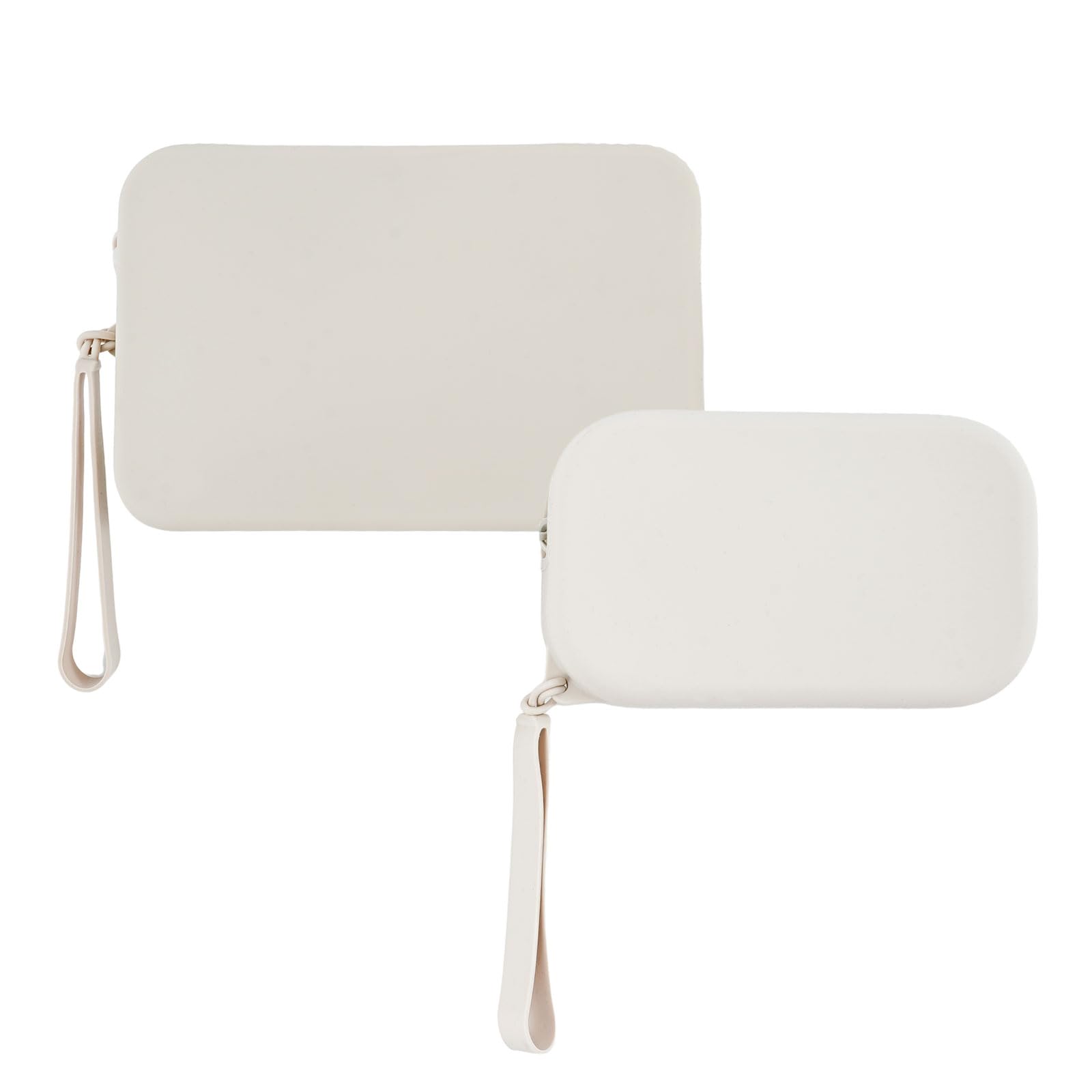 2Pcs Makeup Bag Silicone Cosmetic Bag Large Small Pouch Portable Travel Toiletry Make up Bags Waterproof Storage for Women Men Grey