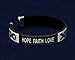 Black Ribbon Fabric Bangle Bracelet - Hope, Faith, Love - Adult Size (Retail) (RE-B-22-17H)