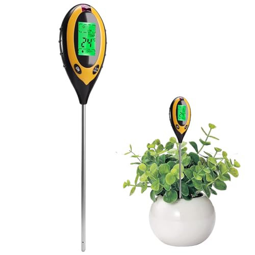 ZestEcho Medidor Humedad Plantas 4 en 1 Digital con LCD retroiluminada, medidor ph Tierra, Humedad Temperatura y luz, medidor de Suelo para jardín huerto césped Plantas Interior Exterior