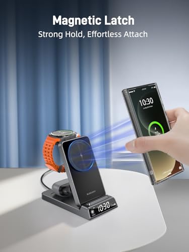 Wireless Charger for Samsung, Magnetic Charging Station mag Safe 3 in 1 for Samsung Galaxy Z Fold/Flip 7/S26 Ultra/S25, Foldable Charger for Galaxy Watch Ultra/8, Galaxy Buds 4 Pro (Black)