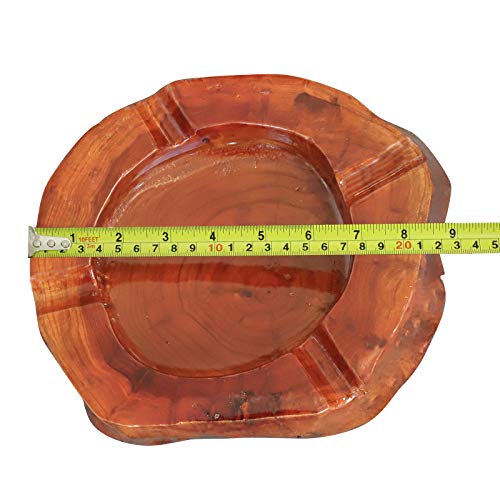 Woho Large Cigar Ashtray for Outdoor Patio, Wooden Ash Tray for Indoor Home Office, Cool Cigar Accessorie and Gift Set for Men(4 Slots, Around 9inch)