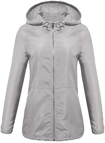 Meaneor Women Long Sleeve Hooded Raincoat Outdoor Lightweight Waterproof Rain Jacket Outerwear S-XXL