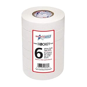 sports tape White Hockey Tape, 6 Rolls, 1 Inch Wide, 20 Yards Long (Cloth)