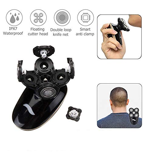 Electric Shaver for Men Grooming Kit, Cosyonall 5 in 1 Electric Razor Cordless Waterproof Wet Dry Rotary Bald Head Shaver Nose Trimmer Hair Clippers Facial Cleansing Brush, USB Rechargeable
