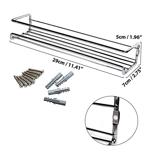 VIAV 4 Pack Spice Rack Organizer, Wall Mounted Storage Rack Hanging Shelf - Perfect Seasoning Organizer For Your Kitchen Cabinet, Cupboard or Pantry Door, Silver