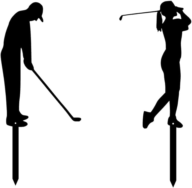 Decorative Garden Stakes - Outdoor Metal Golfer Yard Stake Art Metal Silhouette Art Garden Decor 18