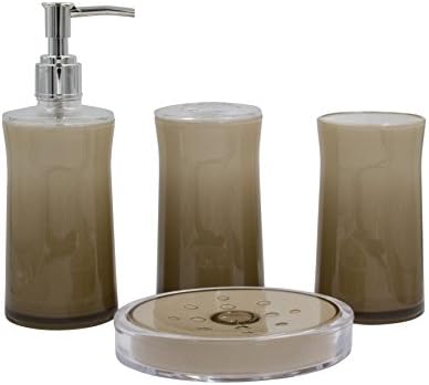4-Piece Set: Bathroom Accessory Collection (Tan-Round)