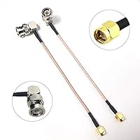 DANUC 2pcs SMA Male to BNC Male Right Angle RG316 RF Coaxial Coax Antenna Cable 15CM