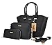 Coofit 3 Pcs Handbag Satchel Purse Top-Handle Shoulder Bag for Women (Black 3)