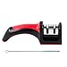 Knife Sharpener By Zealworld – Best Choice for Every Chef's Kitchen. 2 Stage System for Sharpening Blunt Knives. Free Cleaning Brush. (Red) Other Colors Available.