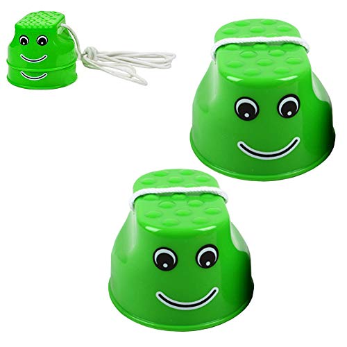 Stilts Walking Balance Jumping Stilts Steppers Toys Promote Fine Motor Skills for Toddler Kindergarten and Preschool Kids Balance Trainers Toys(Green Smiley Face)