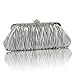 Fashion Road Womens Satin Pleated Evening Clutch Bags Purse Wedding Cocktail Party Handbags Silver