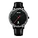 Voeons Men's Analog Watch Genuine Leather Band Wrist Watch Work Casual Timepiece Black