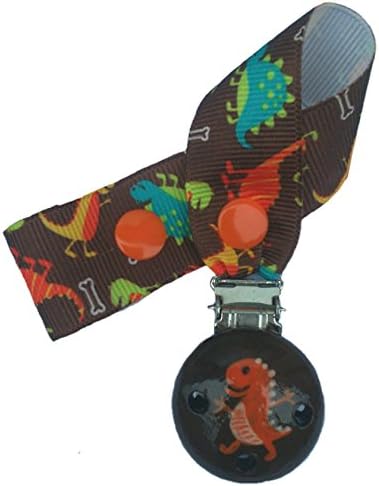 CuteToots hand-painted wooden dummy clip - roary the dinosaur (for dummy with ring)