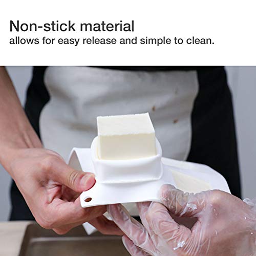 3D Square Silicone Mold, Mousse Cake Baking Molds, Dessert Molds for Soap bar Candle, Jelly, Brownie, Cheesecake, Chocolate Truffle Pudding and Ice Cream Bombe, 8-Cavity (11.6 x 6.7 x 2.0 Inch)
