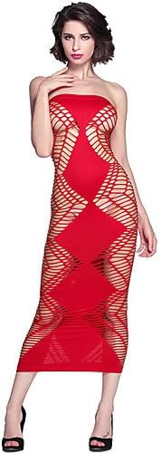 Red Zig Zag Shred Seamless Long Dress , black , one-size