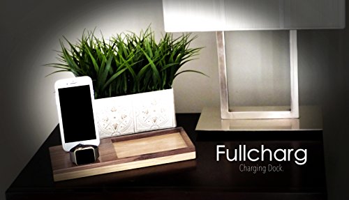 Wooden Charging Station Dock for iPhone and Apple Watch, Fullcharg iPhone Stand & Tray