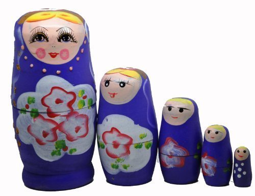 Purple Set of 5 Cutie Nesting Dolls Matryoshka Madness Russian Doll